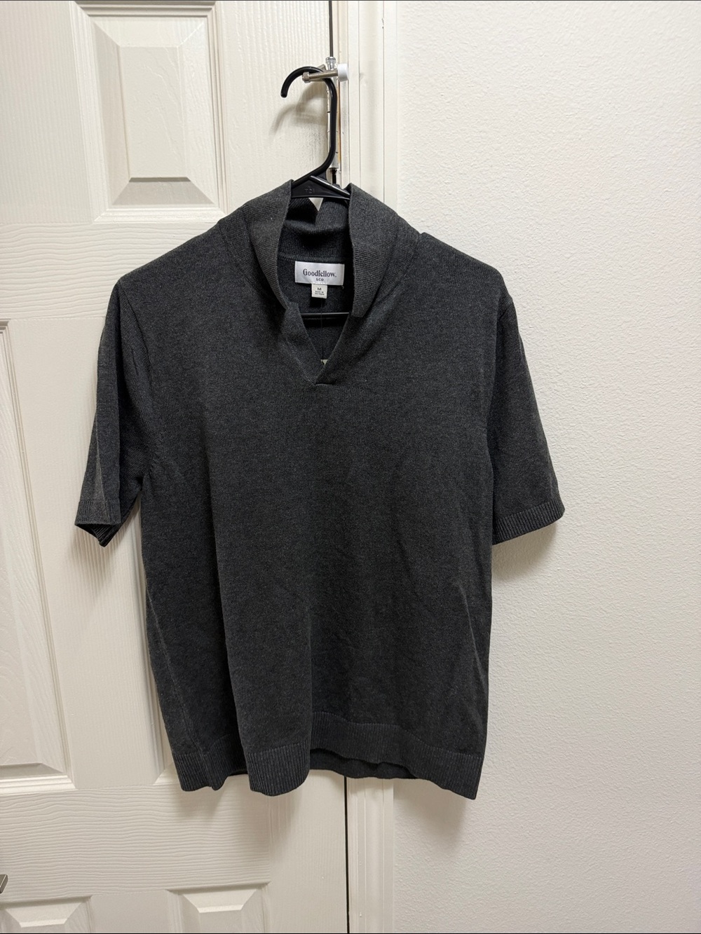 Goodfellow & Co Charcoal Shawl-Collar Short Sleeve Sweater